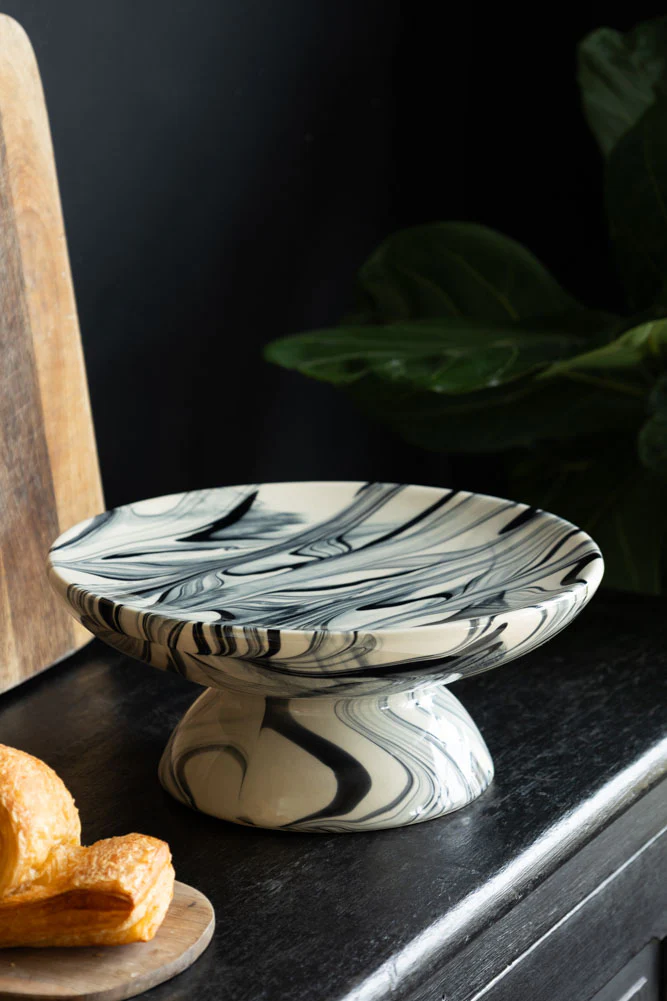 Black & White Marbled Cake Stand - Image 4