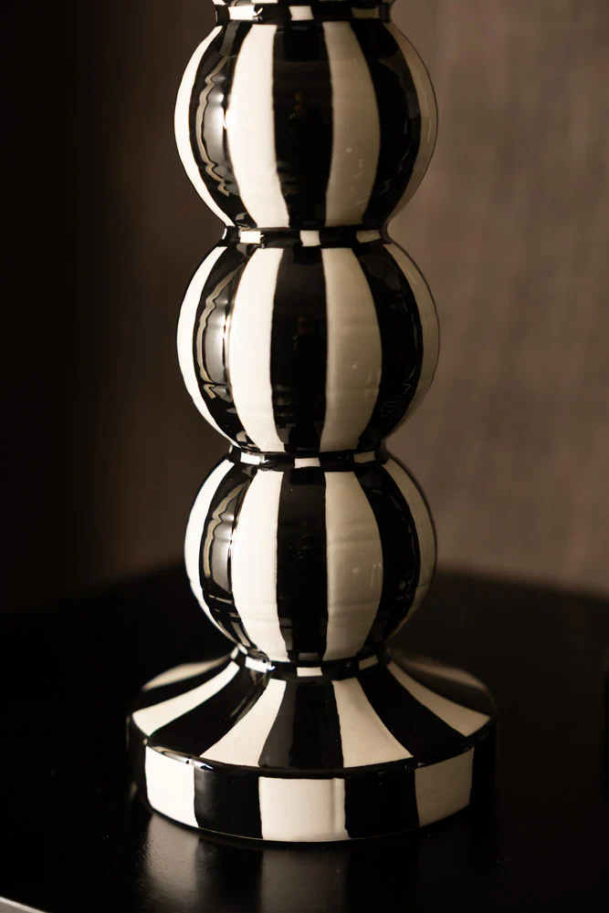 Black & White Stripe Pillar Candle Holder - Tall - Image 11