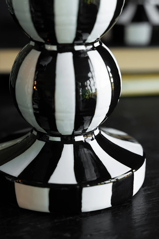 Black & White Stripe Pillar Candle Holder - Tall - Image 7
