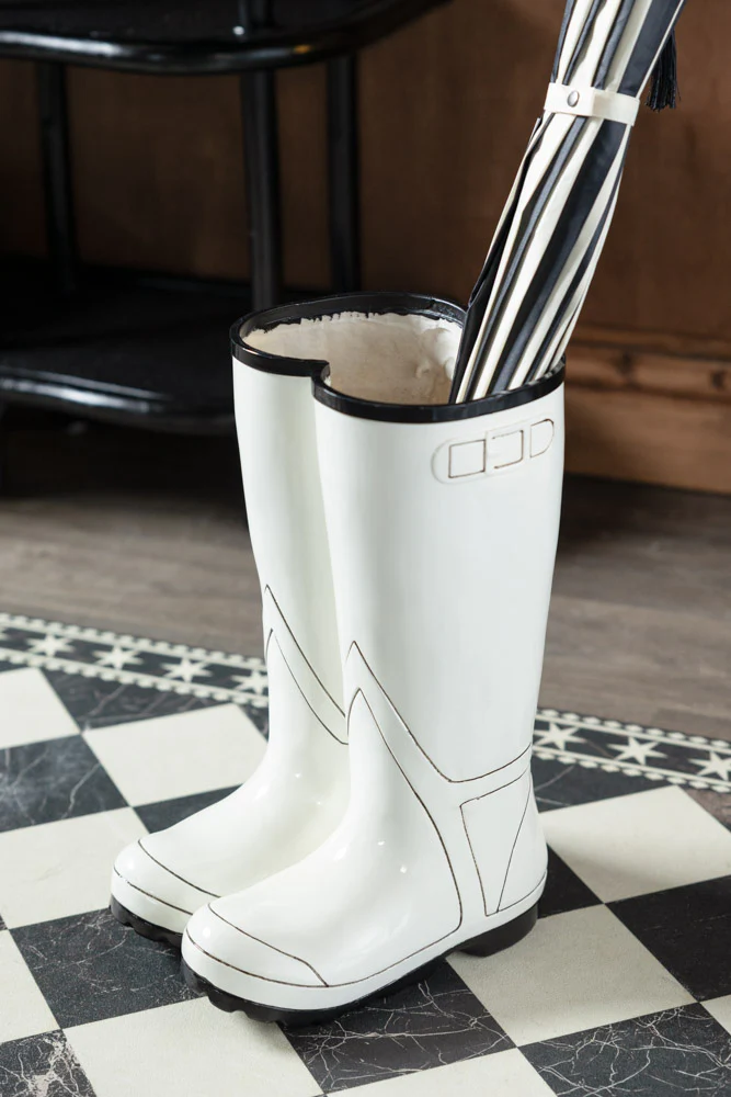 Black & White Wellington Boot Umbrella Stand