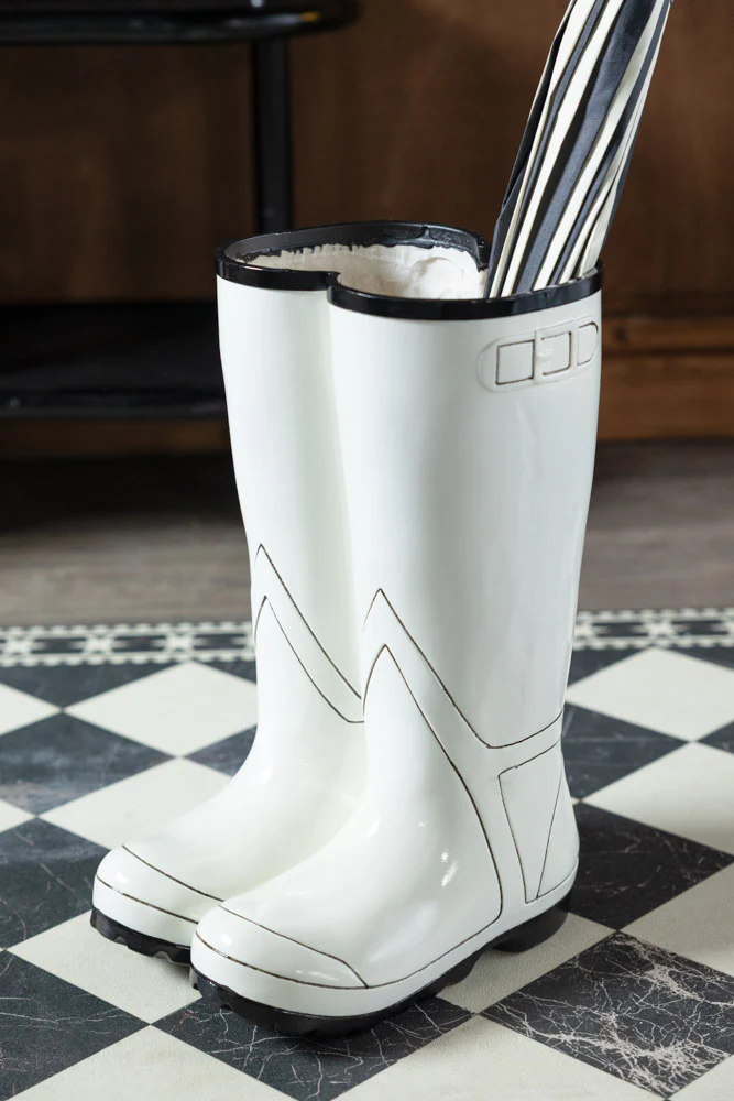Black & White Wellington Boot Umbrella Stand - Image 3