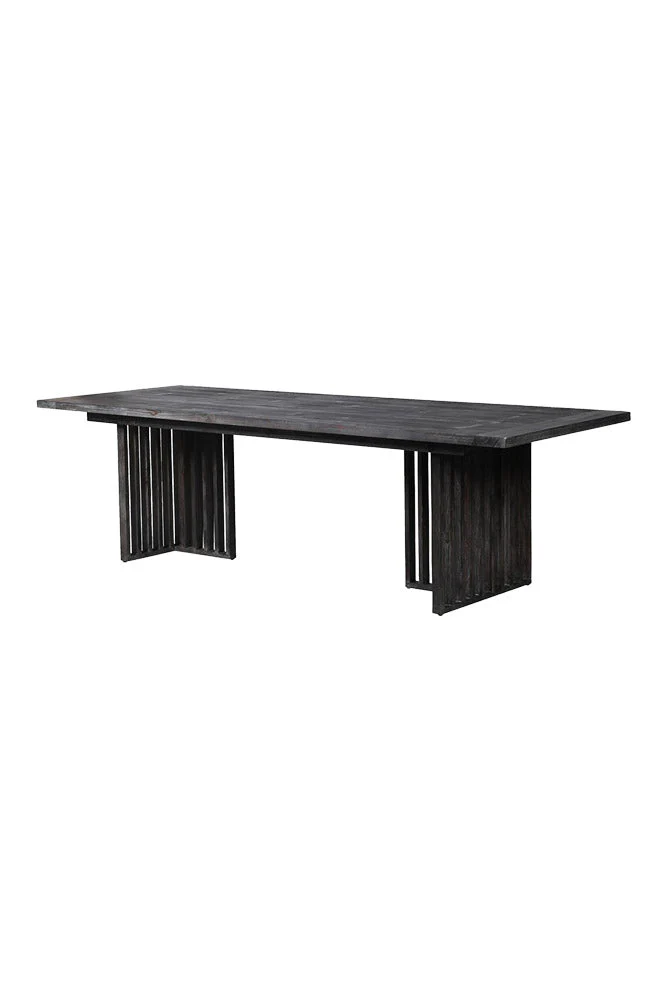 Black Wood Dining Table With Slatted Legs - Image 8