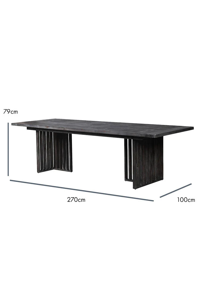 Black Wood Dining Table With Slatted Legs - Image 9
