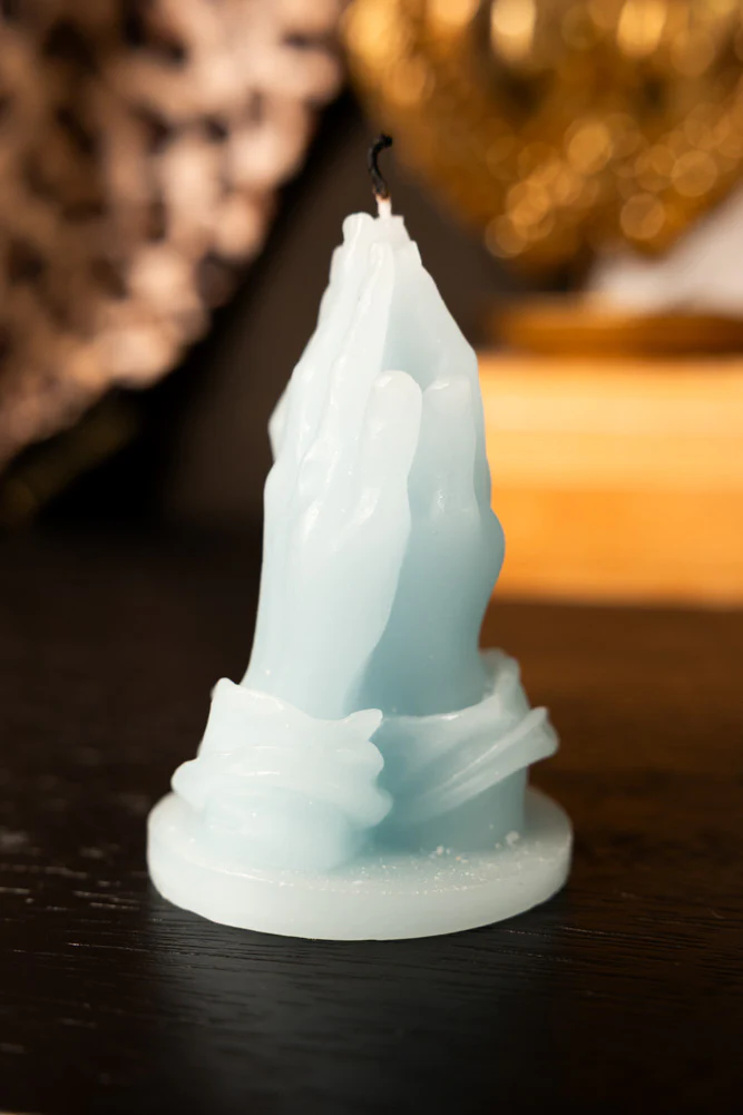 Blue Praying Hands Candle - Image 4