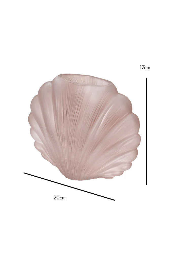 Blush Pink Frosted Glass Shell Vase - Image 7