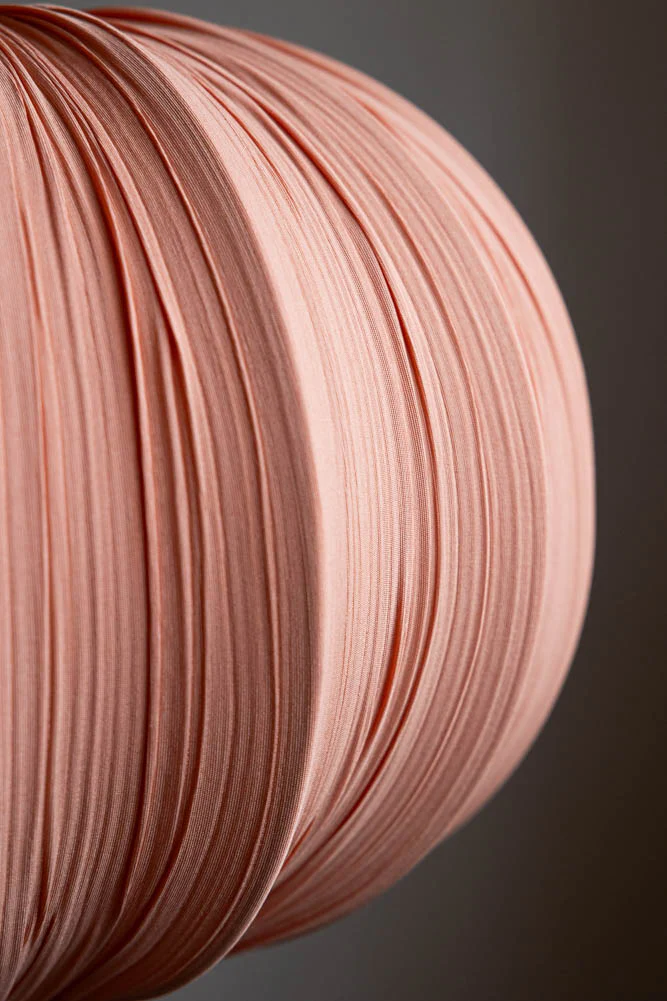 Coral Pink Pleated Fabric Ceiling Light - Image 5