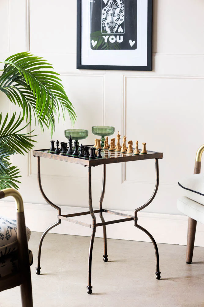 Bronze Effect Chess Side Table - Image 2