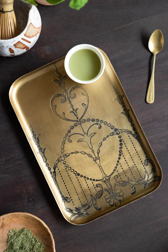 Brushed Gold Art Nouveau Tray