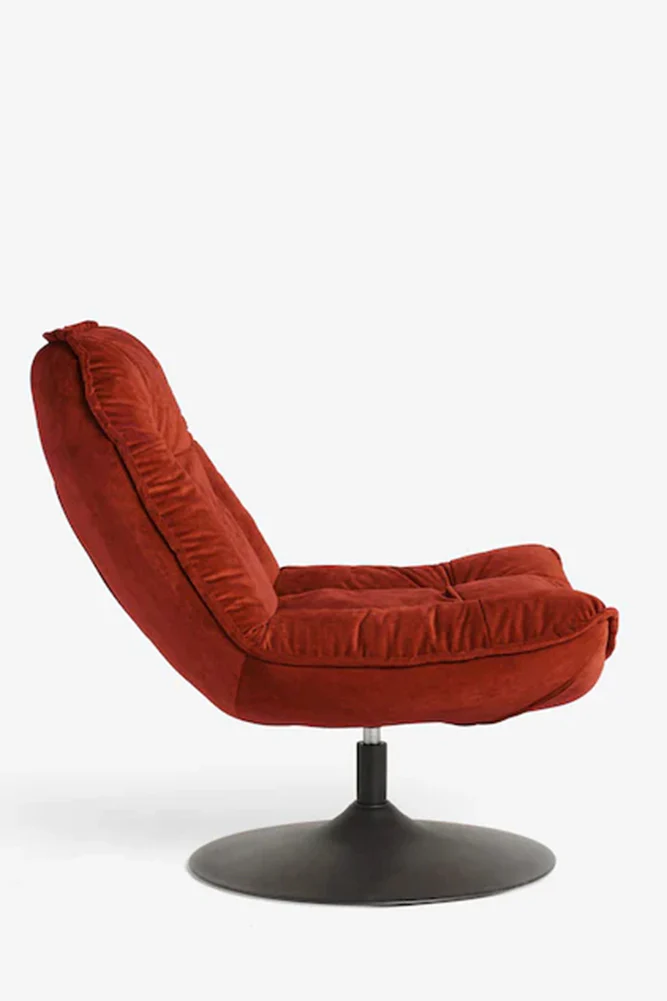 Burnt Orange Velvet Swivel Chair - Image 6