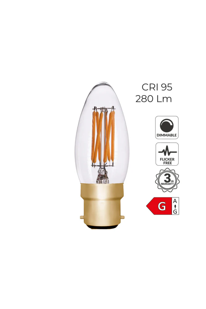 Candle B22 4W Clear LED Light Bulb - Image 5