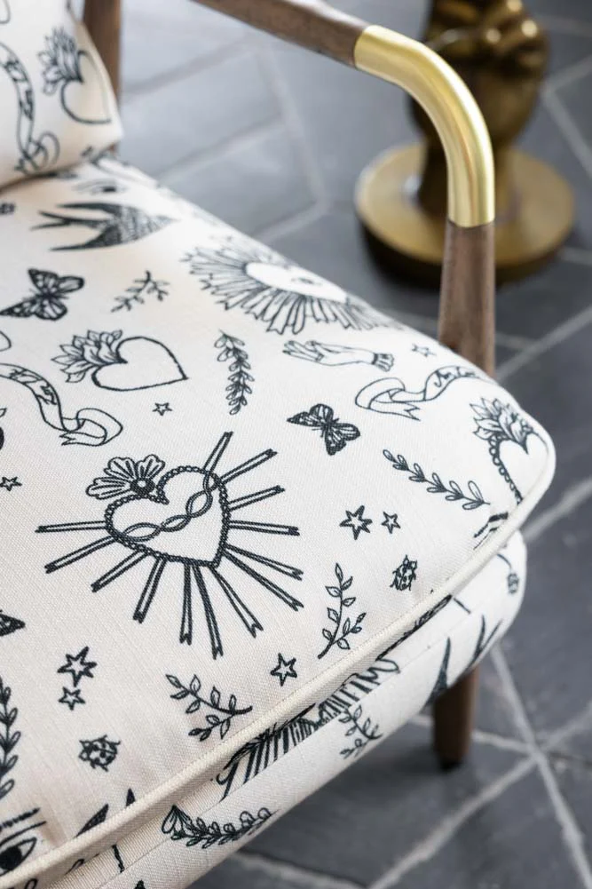 Celeste Hearts and Flowers Natural Accent Chair - Image 5