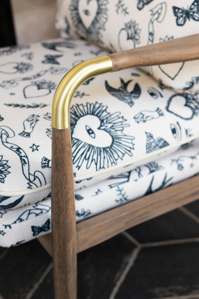 Celeste Hearts and Flowers Natural Accent Chair - Image 6