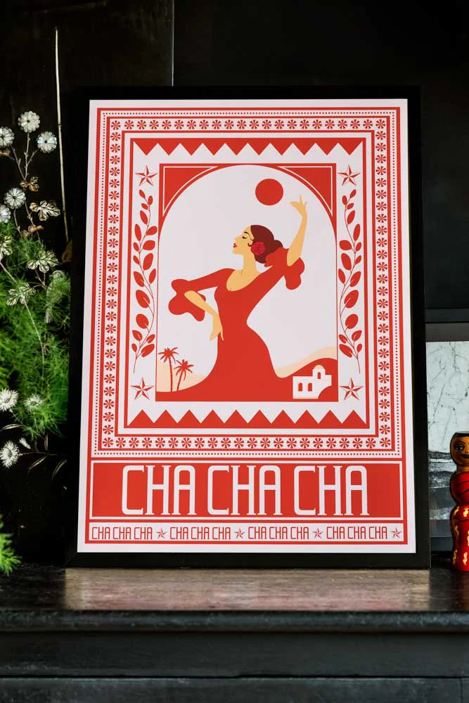 Cha Cha A2 Art Print in Red- Available in 4 Options - Image 3