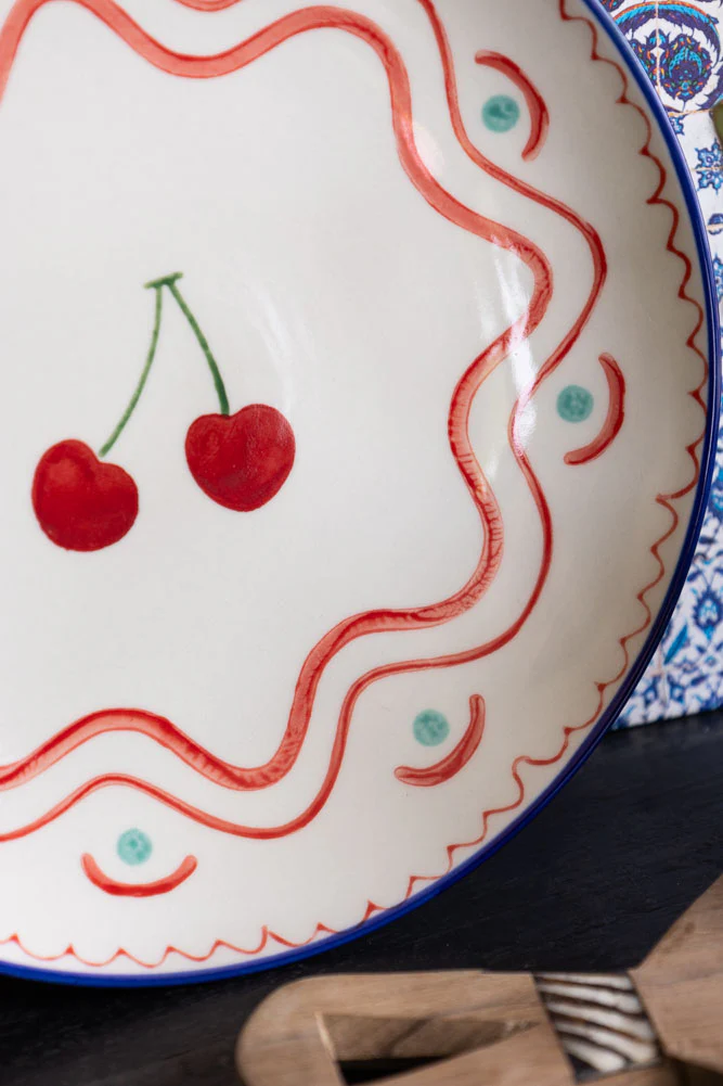 Cherry Print Ceramic Serving Plate - Image 2