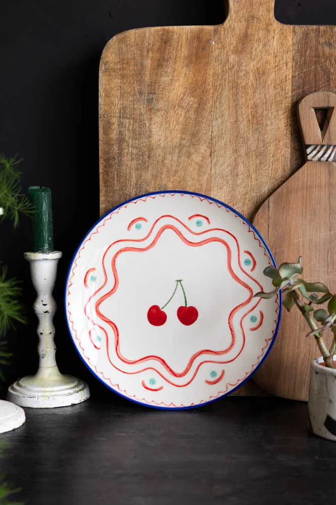 Cherry Print Ceramic Serving Plate - Image 3
