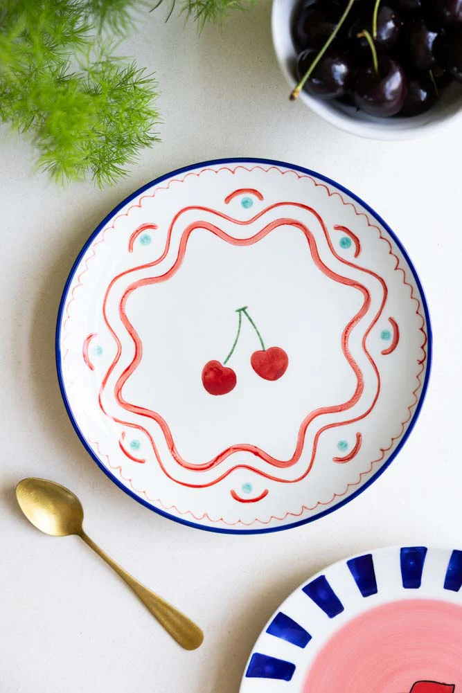 Cherry Print Ceramic Serving Plate - Image 4
