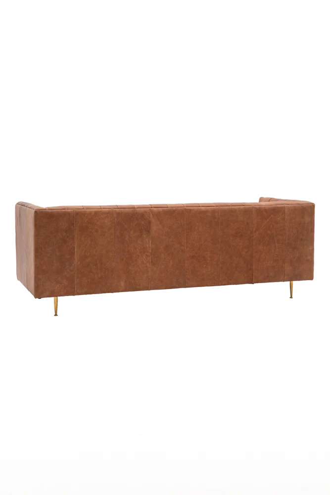 Chesterfield Antique Brown Leather 3-Seater Sofa - Image 8
