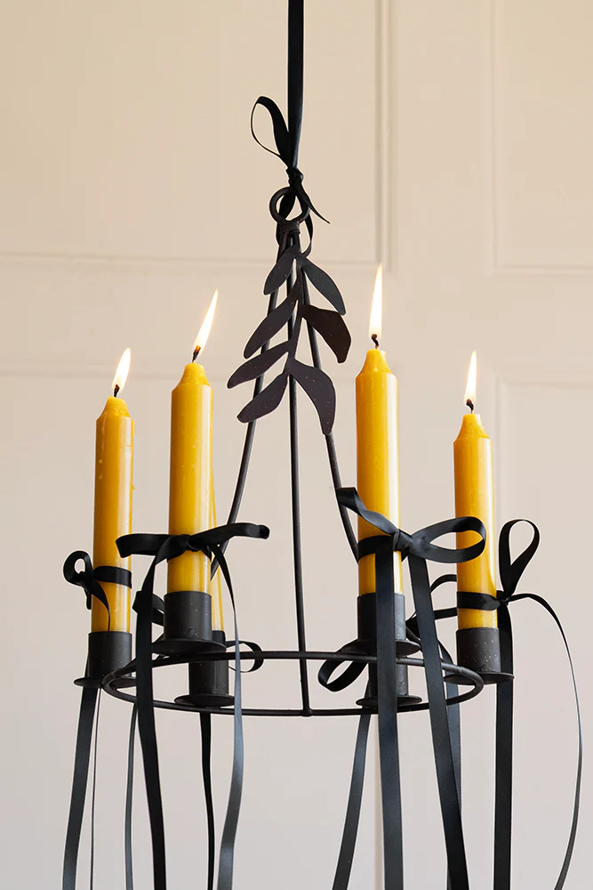 Chic Metal Candlestick Chandelier With Leaf Detail - Image 4