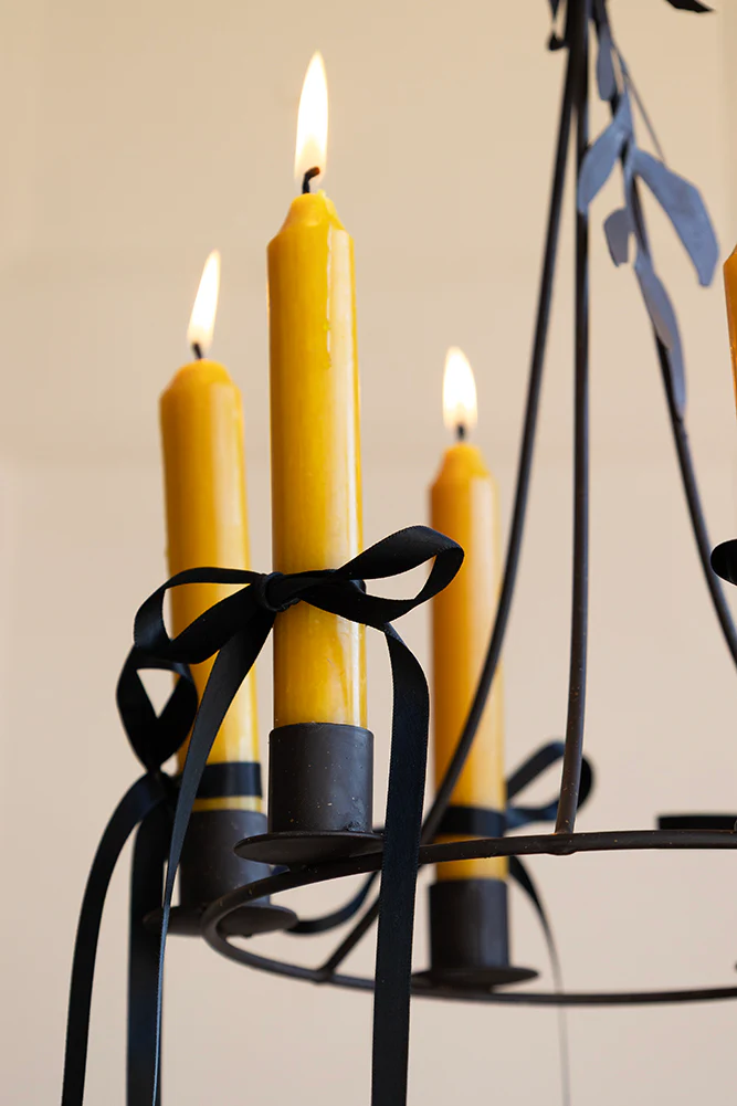 Chic Metal Candlestick Chandelier With Leaf Detail - Image 5