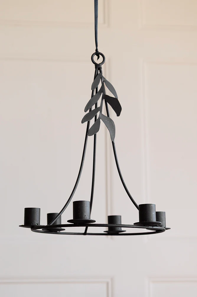 Chic Metal Candlestick Chandelier With Leaf Detail - Image 7