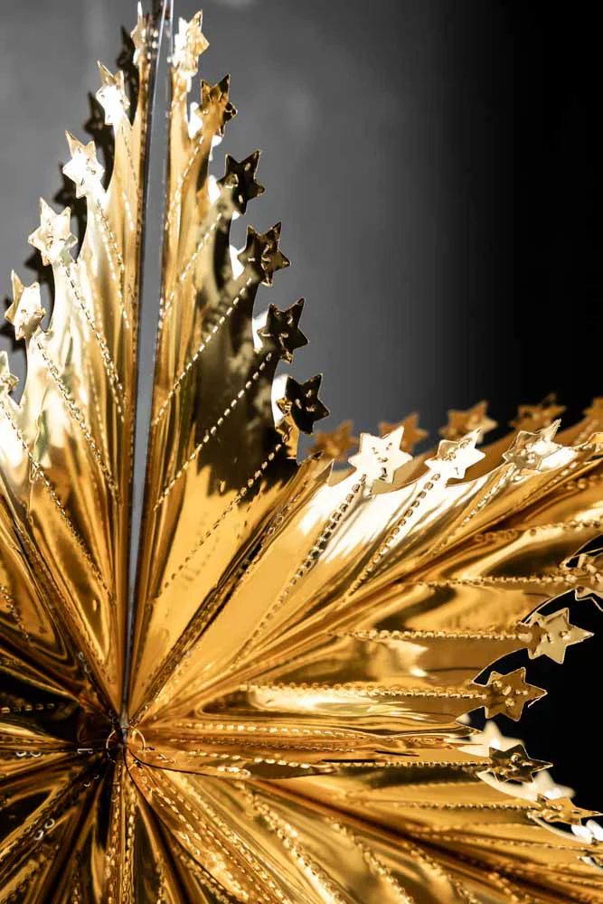 Christmas Star Hanging Decoration in Metallic Gold - Image 2