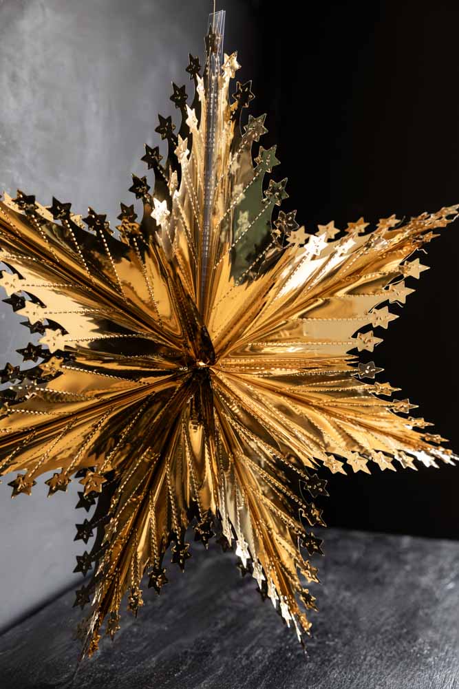 Christmas Star Hanging Decoration in Metallic Gold - Image 7
