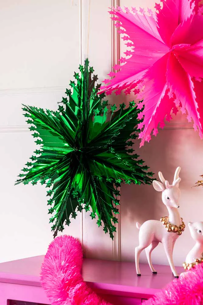 Christmas Star Hanging Decoration in Metallic Green - Image 7