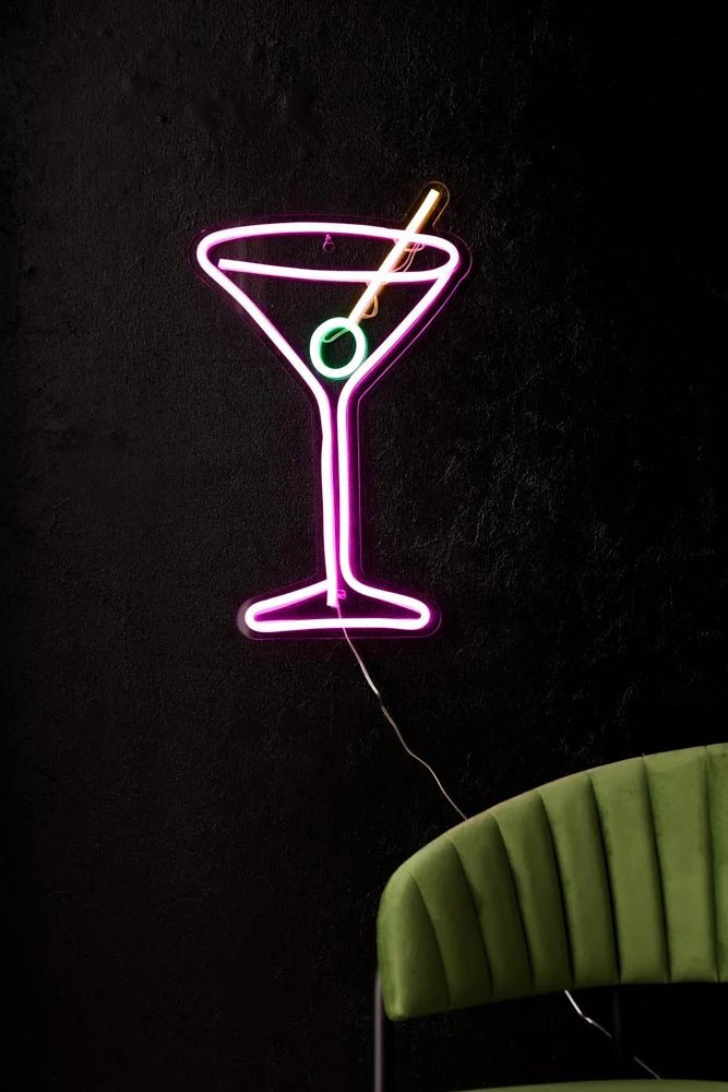 Cocktail Glass Neon Wall Light