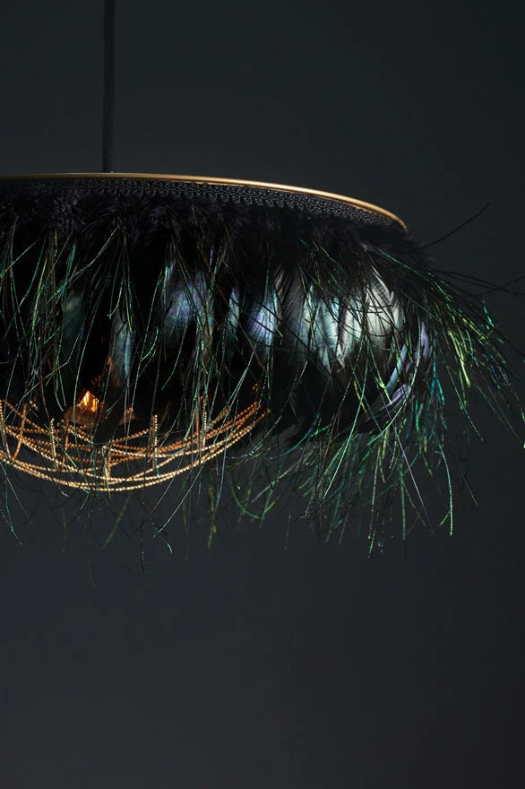 Coldharbour Lights Juliette Feather Shade - Iridescent Black Peacock