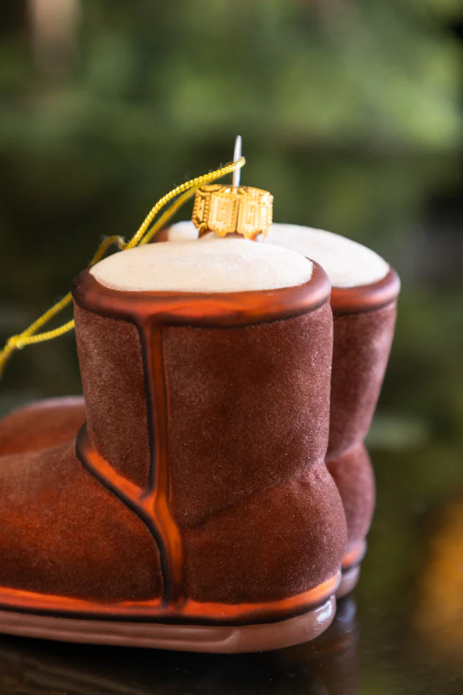 Cosy Winter Boots Glass Christmas Tree Decoration - Image 2