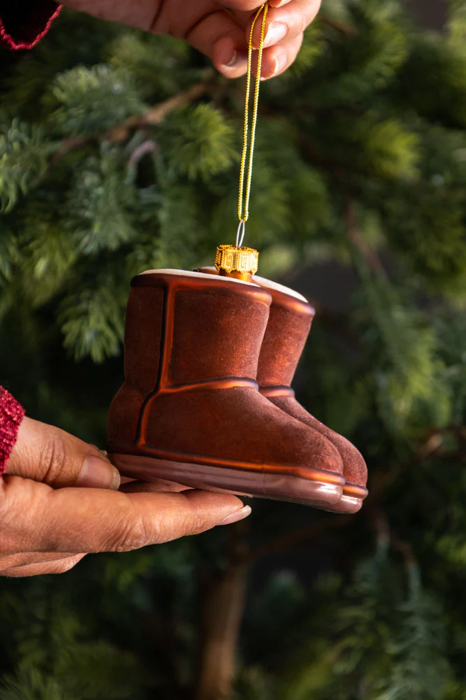 Cosy Winter Boots Glass Christmas Tree Decoration - Image 3