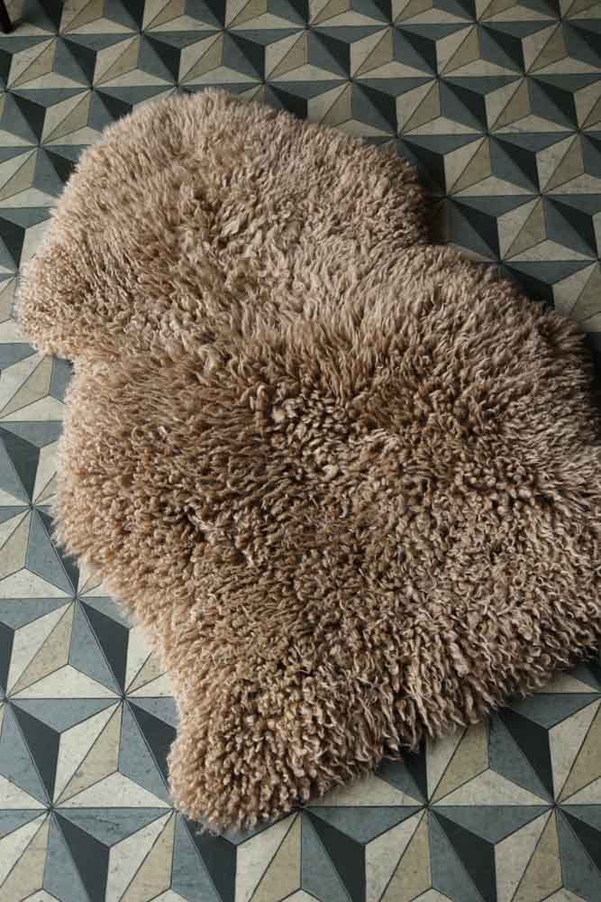 Curly Sheepskin Rug In Butterscotch - Image 2