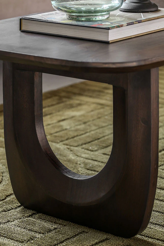 Curved Mango Wood Coffee Table - Image 3