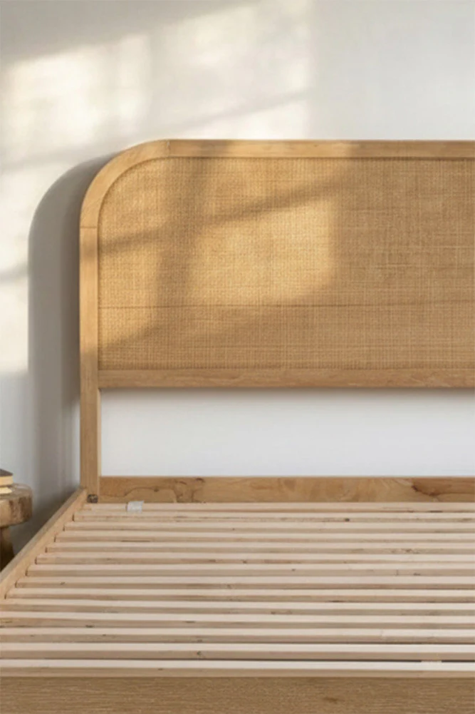 Curved Wood & Rattan Bed - Available in 2 Sizes - Image 4