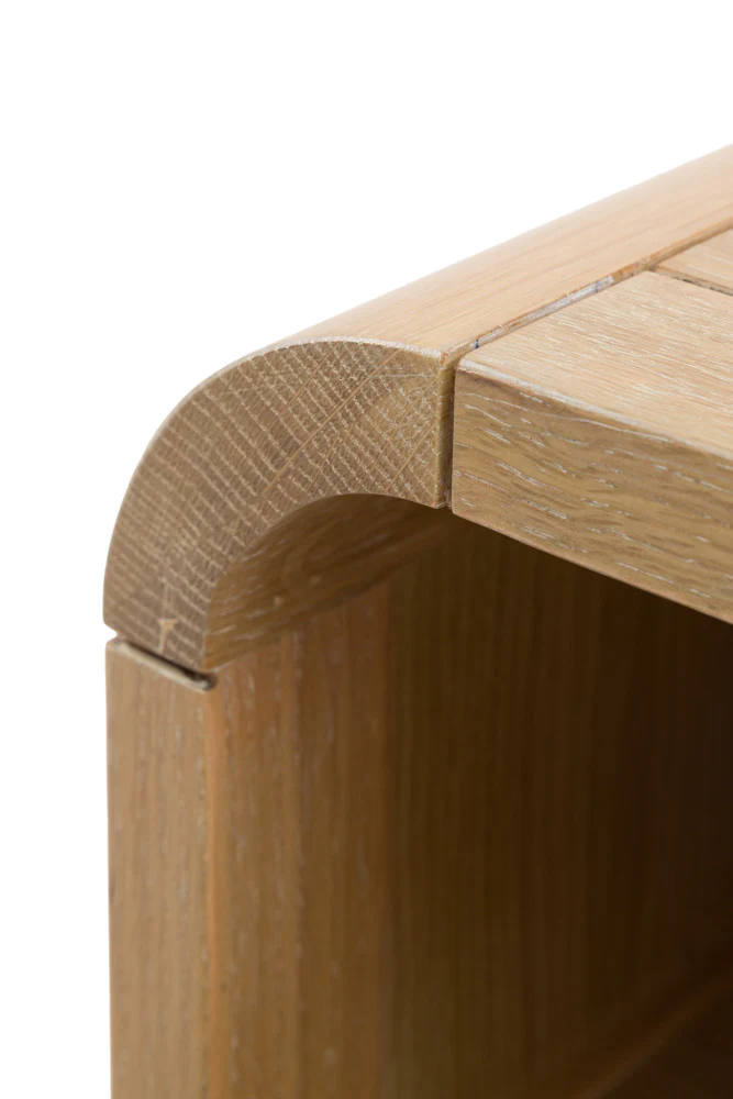 Curved Wood & Rattan Bedside Table - Image 7