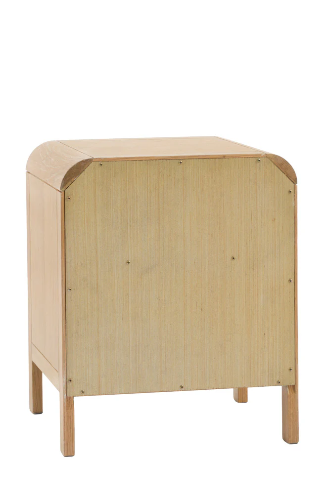 Curved Wood & Rattan Bedside Table - Image 9