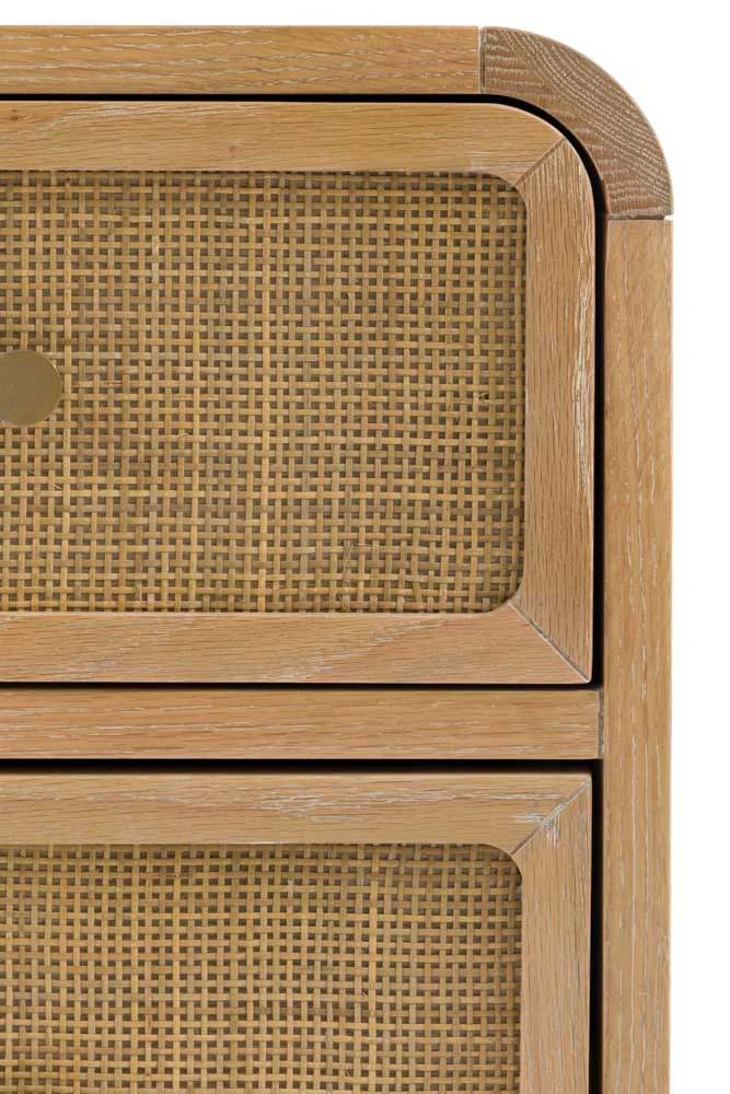 Curved Wood & Rattan Chest Of Drawers - Image 10