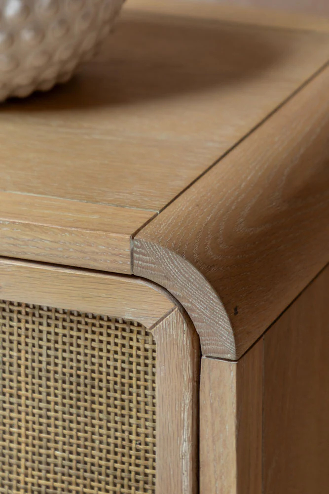Curved Wood & Rattan Chest Of Drawers - Image 3