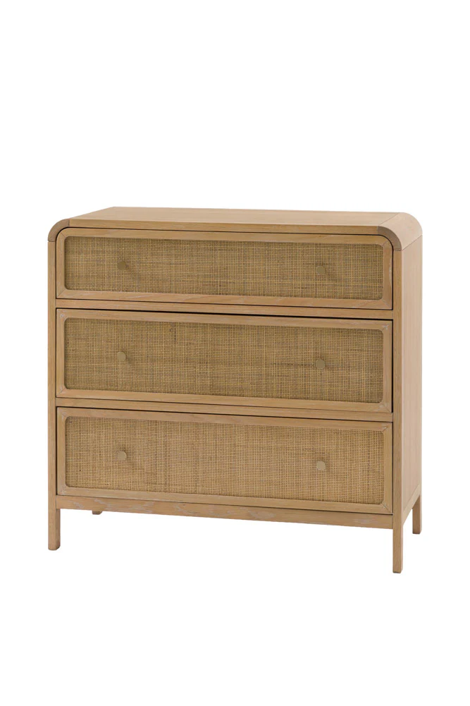Curved Wood & Rattan Chest Of Drawers - Image 6