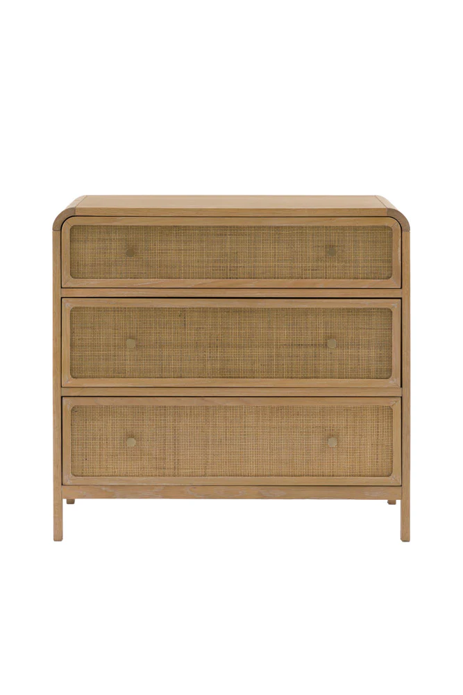 Curved Wood & Rattan Chest Of Drawers - Image 8