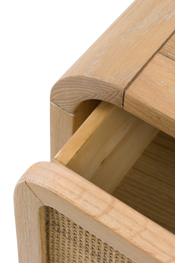 Curved Wood & Rattan Chest Of Drawers - Image 9