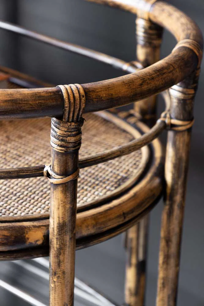Dark Brown Rattan Console/Drinks Table - Image 10