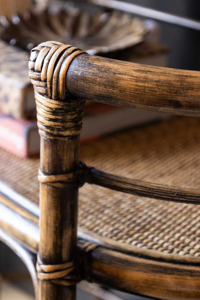 Dark Brown Rattan Console/Drinks Table - Image 11
