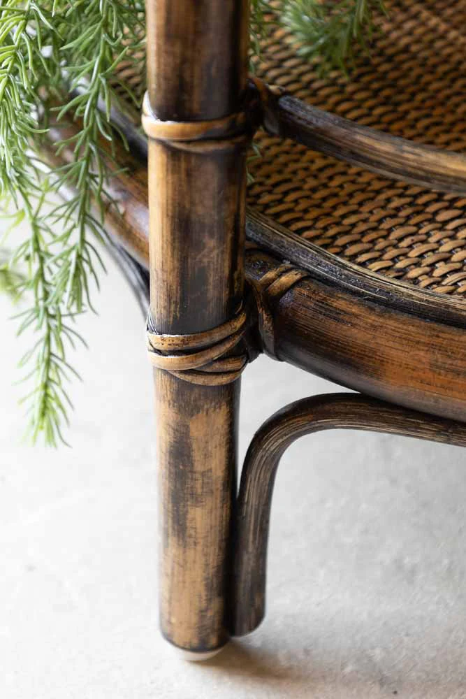 Dark Brown Rattan Console/Drinks Table - Image 12