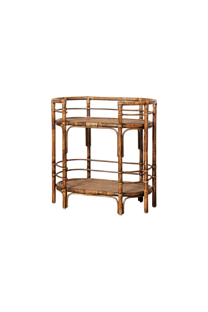 Dark Brown Rattan Console/Drinks Table - Image 15