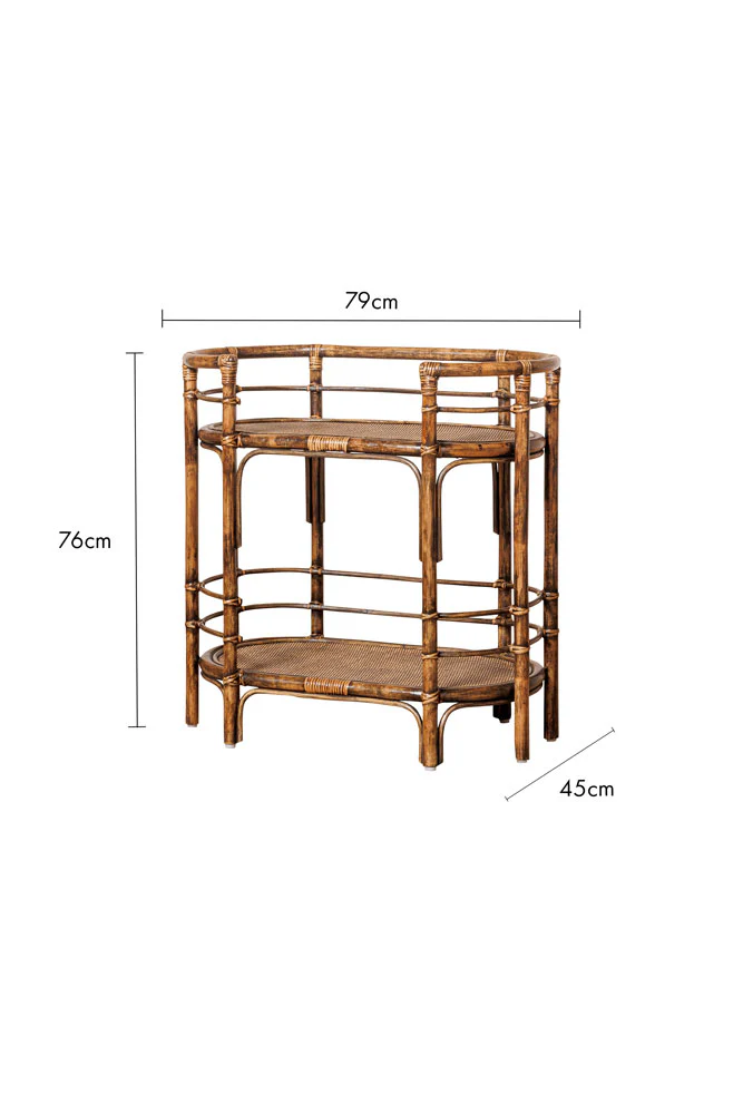 Dark Brown Rattan Console/Drinks Table - Image 16