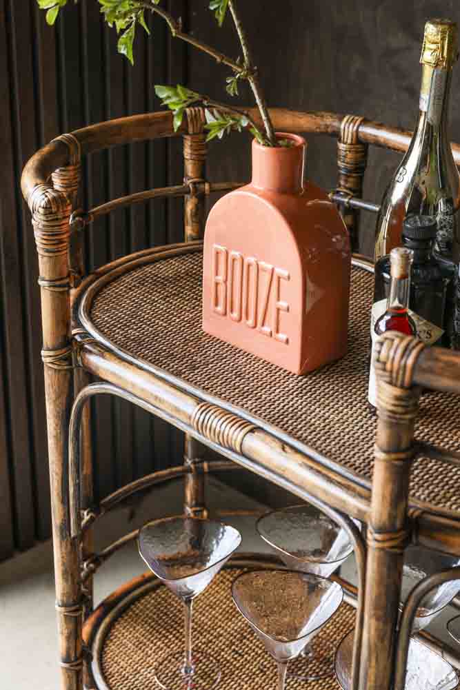 Dark Brown Rattan Console/Drinks Table - Image 2