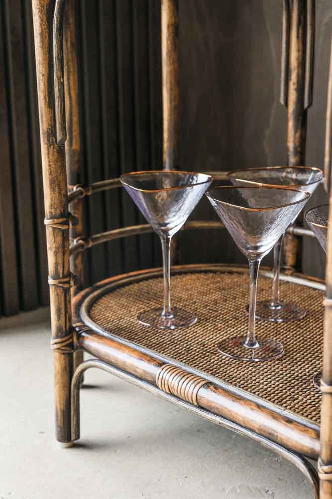 Dark Brown Rattan Console/Drinks Table - Image 3
