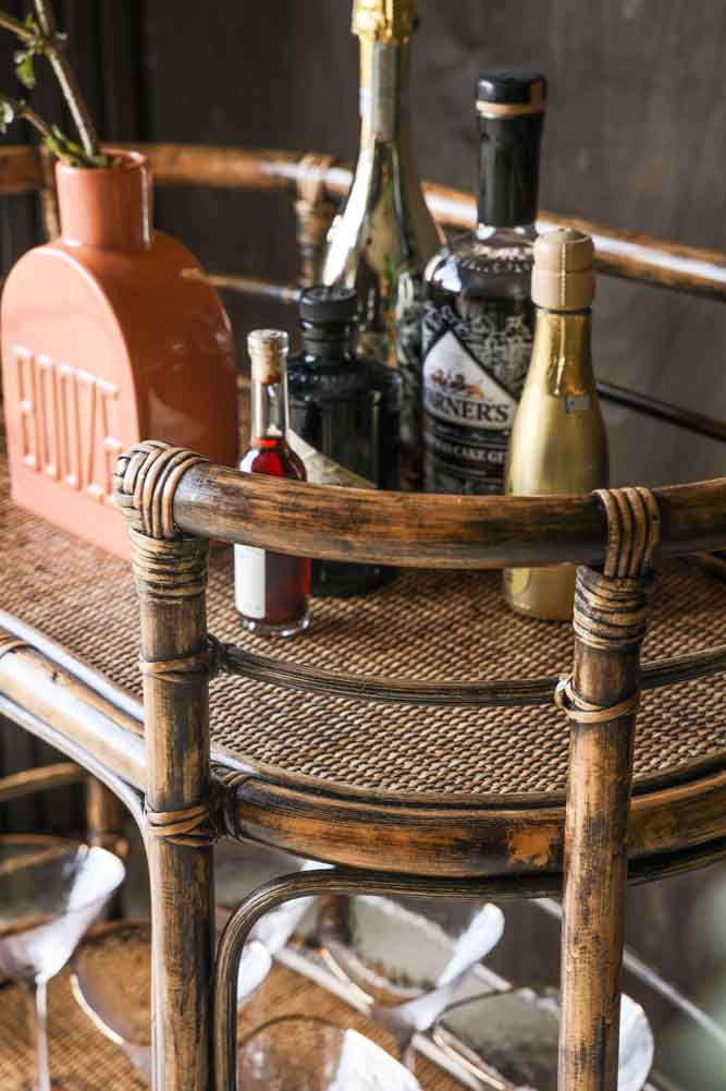 Dark Brown Rattan Console/Drinks Table - Image 5