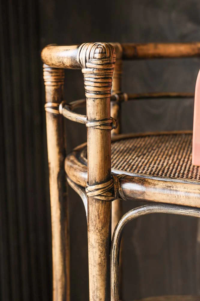 Dark Brown Rattan Console/Drinks Table - Image 6